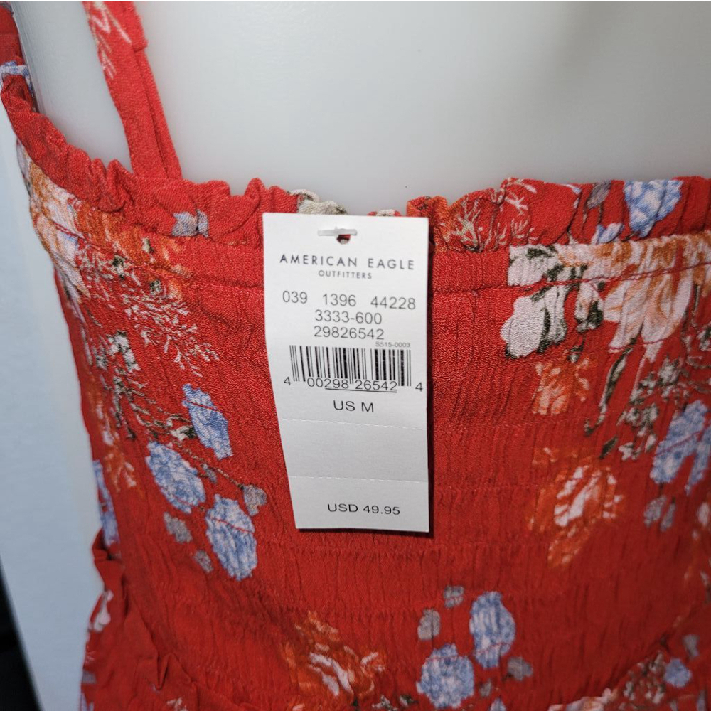 Women's American Eagle Floral Jumpsuit Size M Red - Picture 7 of 10